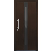 Porte marron avec insert en verre et poignée