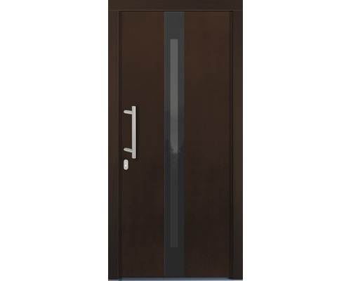 Porte marron avec insert en verre et poignée