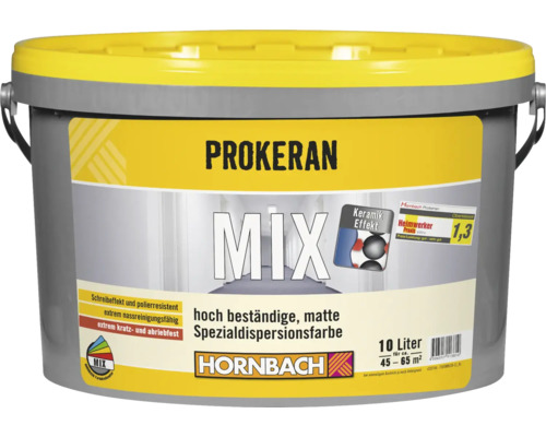 Seau de peinture gris Prokeran Mix avec couvercle jaune, contenu d''environ 10 litres
