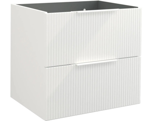 Jungborn Waschbeckenunterschrank QUATTRO BxHxT 60 x 55 x 46 cm Frontfarbe weiss matt geriffelt inkl. Einzelsiphon Waschbeckenunterschrank mit zwei Schubladen für Badezimmer