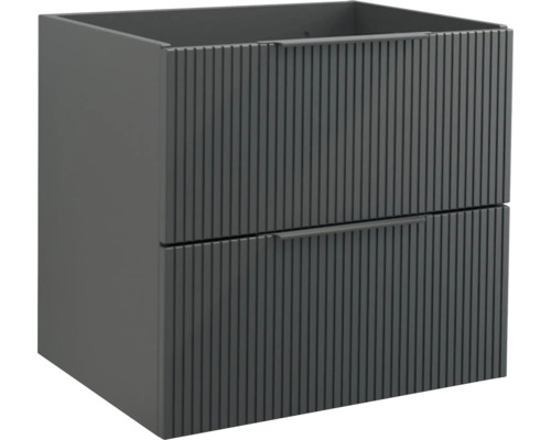 Jungborn Waschbeckenunterschrank QUATTRO BxHxT 60 x 55 x 46 cm Frontfarbe schwarz matt geriffelt inkl. Einzelsiphon Waschtischunterschrank mit zwei Schubladen