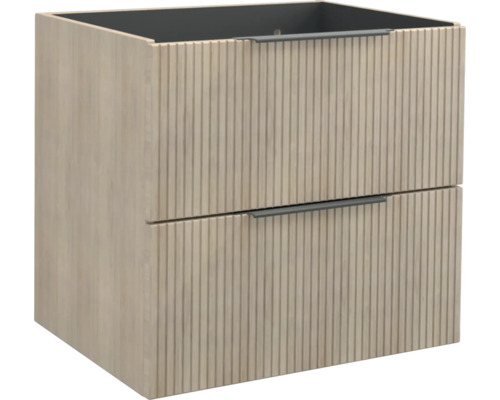 Jungborn Waschbeckenunterschrank QUATTRO BxHxT 60 x 55 x 46 cm Frontfarbe tabak eiche geriffelt inkl. Einzelsiphon Waschbeckenunterschrank mit zwei Schubladen und horizontalen Griffen