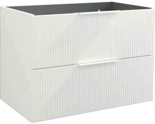 Jungborn Waschbeckenunterschrank QUATTRO BxHxT 80 x 55 x 46 cm Frontfarbe weiss matt geriffelt inkl. Einzelsiphon Waschtischunterschrank mit zwei Schubladen