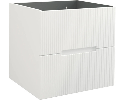Jungborn Waschbeckenunterschrank SEDICI BxHxT 60 x 57 x 50 cm Frontfarbe weiss matt geriffelt inkl. Einzelsiphon Weisser Waschtischunterschrank mit geriffeltem Design