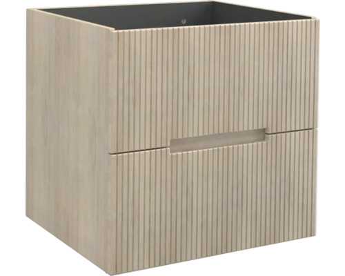 Jungborn Waschbeckenunterschrank SEDICI BxHxT 60 x 57 x 50 cm Frontfarbe tabak eiche geriffelt inkl. Einzelsiphon Waschtischunterschrank mit zwei Schubladen im gerippten Design