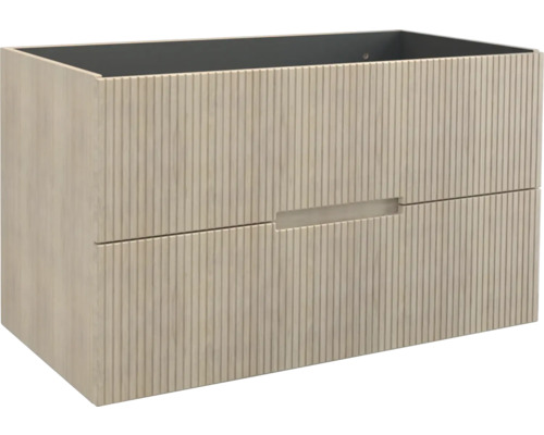 Jungborn Waschbeckenunterschrank SEDICI BxHxT 100 x 57 x 50 cm Frontfarbe tabak eiche geriffelt inkl. Einzelsiphon Waschtischunterschrank mit zwei Schubladen im modernen Stil