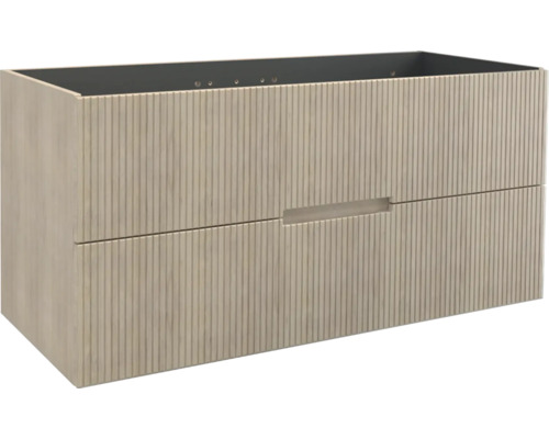 Meuble sous lavabo Jungborn SEDICI lxhxp 120 x 57 x 50 cm couleur de la façade tabac chêne avec siphon simple Meuble sous-lavabo avec deux tiroirs et façade rainurée