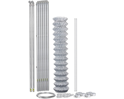 Kompletter Maschendrahtzaun mit Pfosten, Spannstäben, Spanndraht und Zubehör