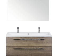 Waschtisch mit Spiegel, zwei Schubladen und Aufsatzwaschbecken