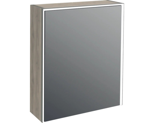 Armoire de toilette à LED Jungborn QUATTRO/NOVE/SEDICI lxhxp 60x70x20 cm noyer Armoire de toilette avec éclairage