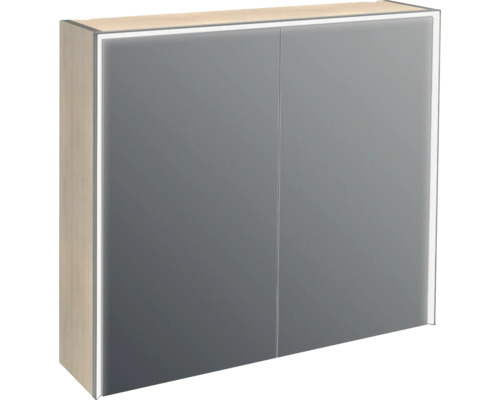 Jungborn LED-Spiegelschrank QUATTRO/NOVE/SEDICI BxHxT 80 x 70 x 20 cm tabak eiche Badezimmerspiegelschrank mit Beleuchtung