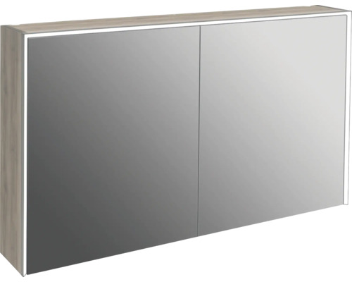 Jungborn LED-Spiegelschrank QUATTRO/NOVE/SEDICI BxHxT 120 x 70 x 20 cm nussbaum Spiegelschrank mit zwei Türen und Beleuchtung