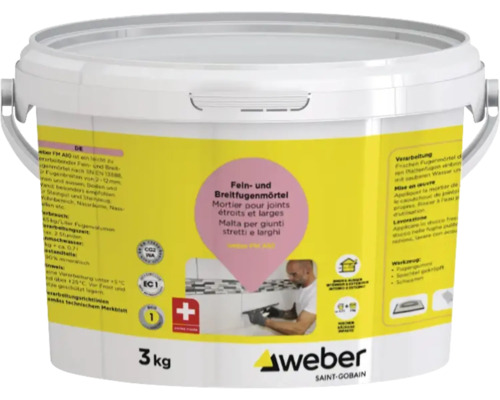 Mortier pour joints weber FM A10 gris argent 3 kg Seau de mortier à joints Weber, 3 kilogrammes