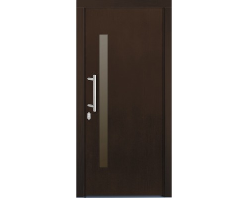 Haustür Maia Kiefer lackiert nussbaum 1000 x 2000 mm DIN links Braune Haustür mit Glaseinsatz und Griff