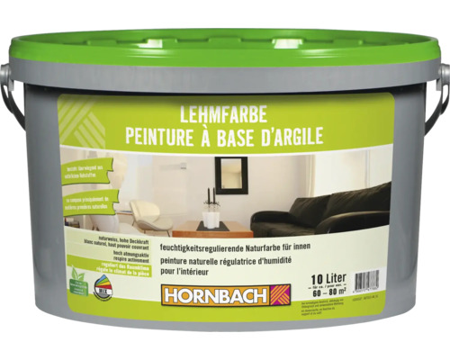 Peinture à base d'argile HORNBACH sans conservateurs blanc 10 l Pot de peinture à l''argile pour l''intérieur, 10 litres
