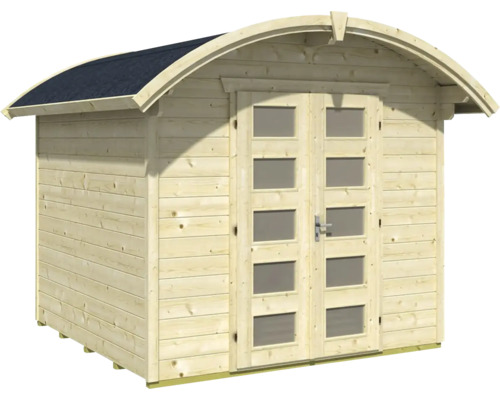 Abri de jardin en bois avec toit arrondi et double porte