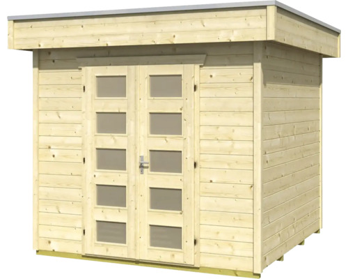 Holzgartenhaus mit Doppeltür und Fenstern