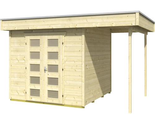 Holzgartenhaus mit Doppeltür und Vordach