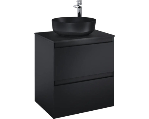 Meuble sous lavabo Jungborn DECEM lxhxp 60x63.5x45.8 cm noir mat