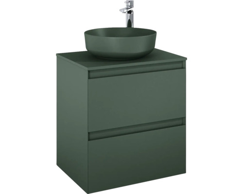 Meuble sous lavabo Jungborn DECEM lxhxp 60x63.5x45.8 cm forest vert mat