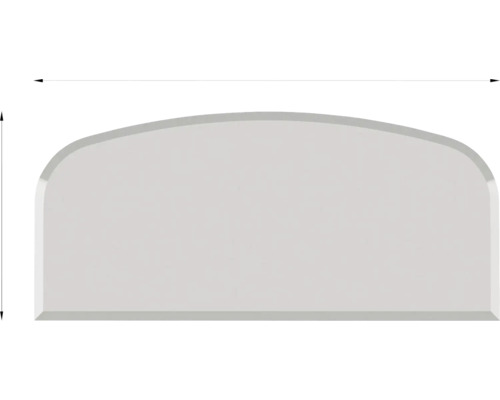 Vorlegeplatte Funkenschutzplatte Glas halbrund 100x55 cm mit Fase Duschwandaufsatz aus Glas