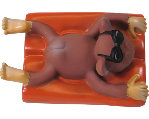 Figur eines Affen mit Sonnenbrille auf einer Luftmatratze