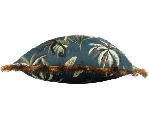 Coussin à motif jungle avec franges