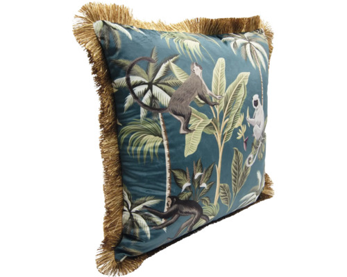 Coussin décoratif avec singes et franges