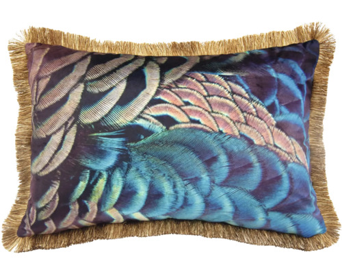 Coussin décoratif paon bleu/vert 40 x 60 cm