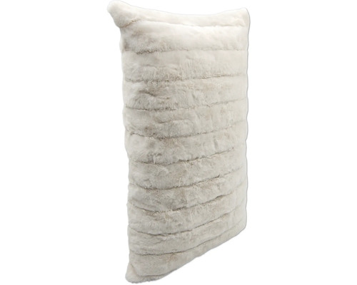 Coussin décoratif en fausse fourrure avec motif à rayures horizontales