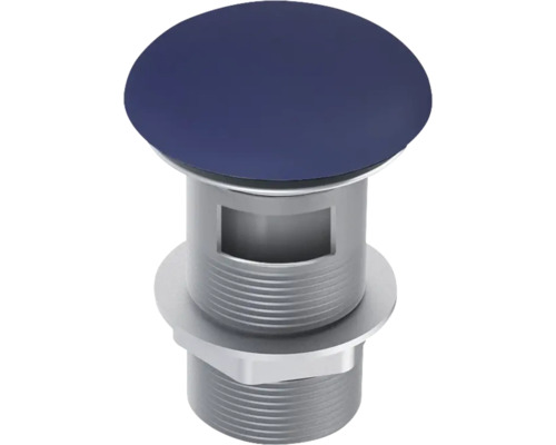 Bonde de vidage avec bouton-pression Jungborn Dimple pour vasque avec trop-plein 1 1/4" bleu marine mat