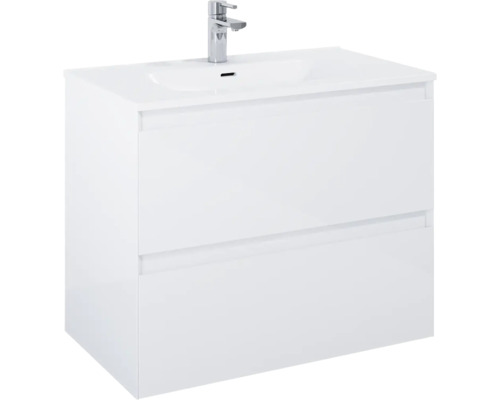 Meuble sous lavabo Jungborn DECEM lxhxp 80x63.5x45.8 cm blanc haute brillance