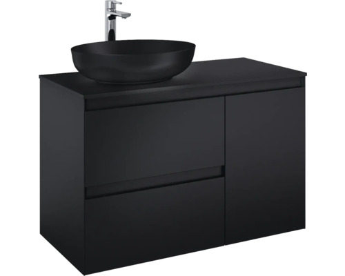 Meuble sous lavabo Jungborn DECEM lxhxp 100x63.5x45.8 cm noir mat