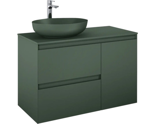 Meuble sous lavabo Jungborn DECEM lxhxp 100x63.5x45.8 cm forest vert mat