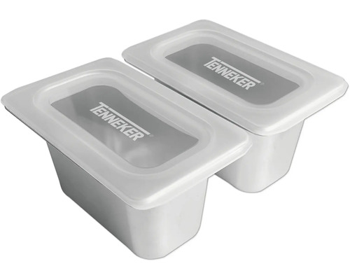 Zwei Tenneker-Edelstahlbehälter mit Deckel