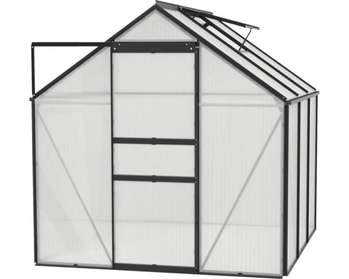 Serre avec porte et fenêtre ouvertes