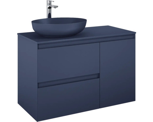 Meuble sous lavabo Jungborn DECEM lxhxp 100x63.5x45.8 cm bleu marine mat