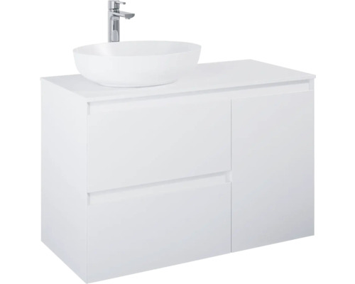 Meuble sous lavabo Jungborn DECEM lxhxp 100x63.5x45.8 cm blanc mat