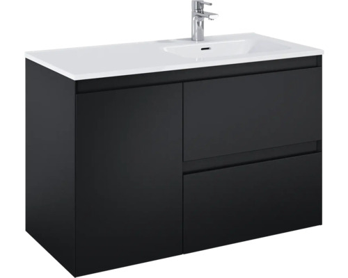 Meuble sous lavabo Jungborn DECEM lxhxp 100x63.5x45.8 cm noir mat