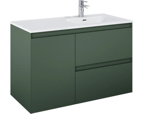 Jungborn DECEM Waschtischunterschrank BxHxT 100x63.5x45.8 cm forest grün matt