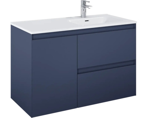 Meuble sous lavabo Jungborn DECEM lxhxp 100x63.5x45.8 cm bleu marine mat