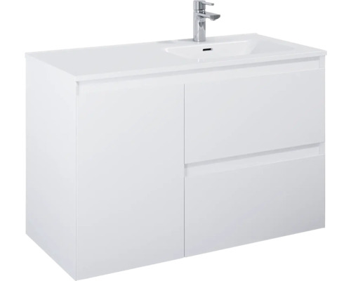 Meuble sous lavabo Jungborn DECEM lxhxp 100x63.5x45.8 cm blanc mat