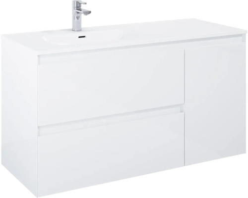 Meuble sous lavabo Jungborn DECEM lxhxp 120x63.5x45.8 cm blanc haute brillance