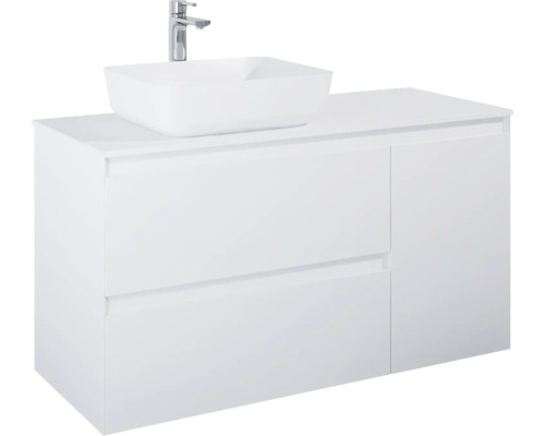 Meuble sous lavabo Jungborn DECEM lxhxp 120x63.5x45.8 cm blanc mat