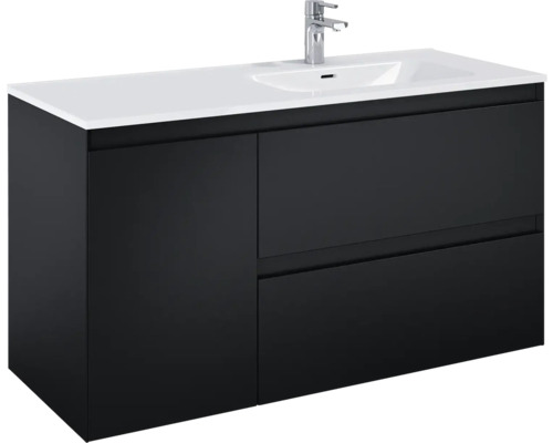 Meuble sous lavabo Jungborn DECEM lxhxp 120x63.5x45.8 cm noir mat