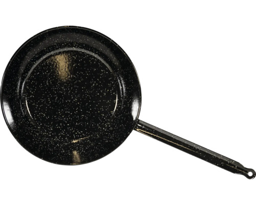 Poêle à frire noire avec long manche pour la cuisine