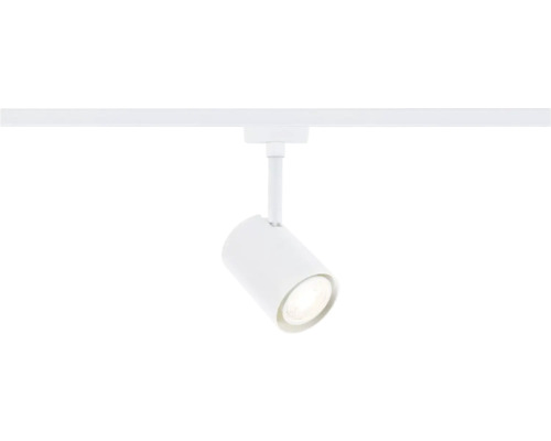 Luminaire sur rail blanc avec tête de lampe cylindrique