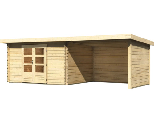 Holzgartenhaus mit Doppeltür und Überdachung