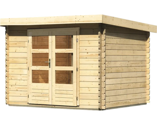 Abri de jardin en bois avec double porte et fenêtres