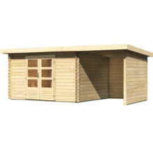 Abri de jardin en bois avec double porte et côté ouvert